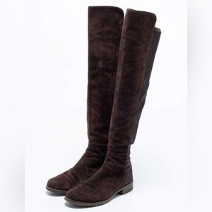 Stuart Weitzman Suede and Microstretch Over-The-Knee Boots